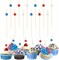 100Pcs 4th of July Patriotic Cake & Cupcake Toppers, Red White Blue Star Bamboo Toothpicks Cocktail Sticks for Appetizers Fruit Food Drink Cake Independence Day Birthday Party Decoration, 4.7Inch